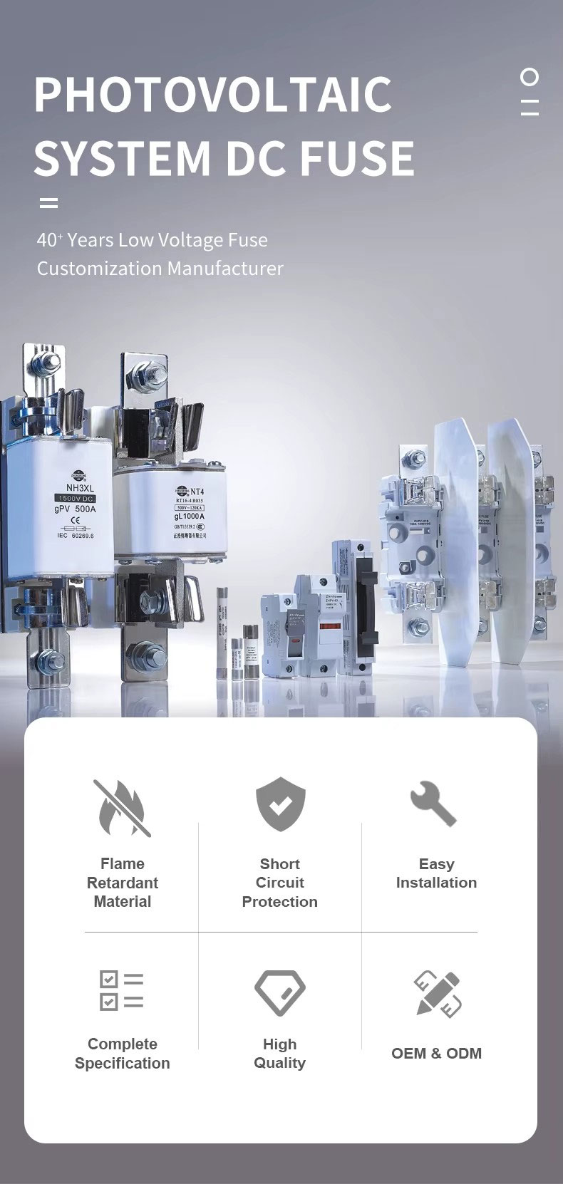 1000V 250A DC Fuse Holder Photovoltaic Base